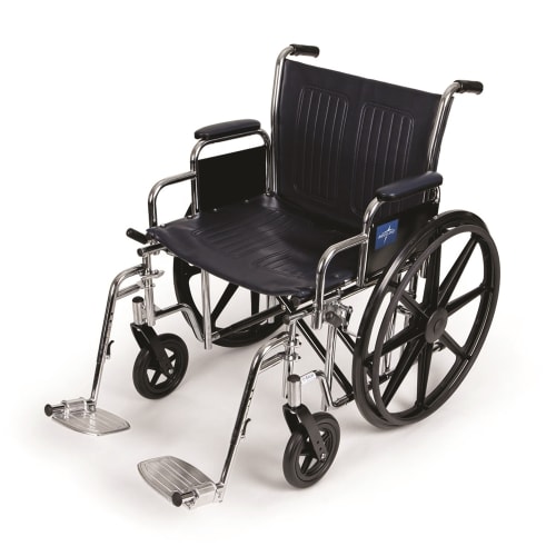 Medline Extra-Wide Wheelchair, Detachable Footrests Included